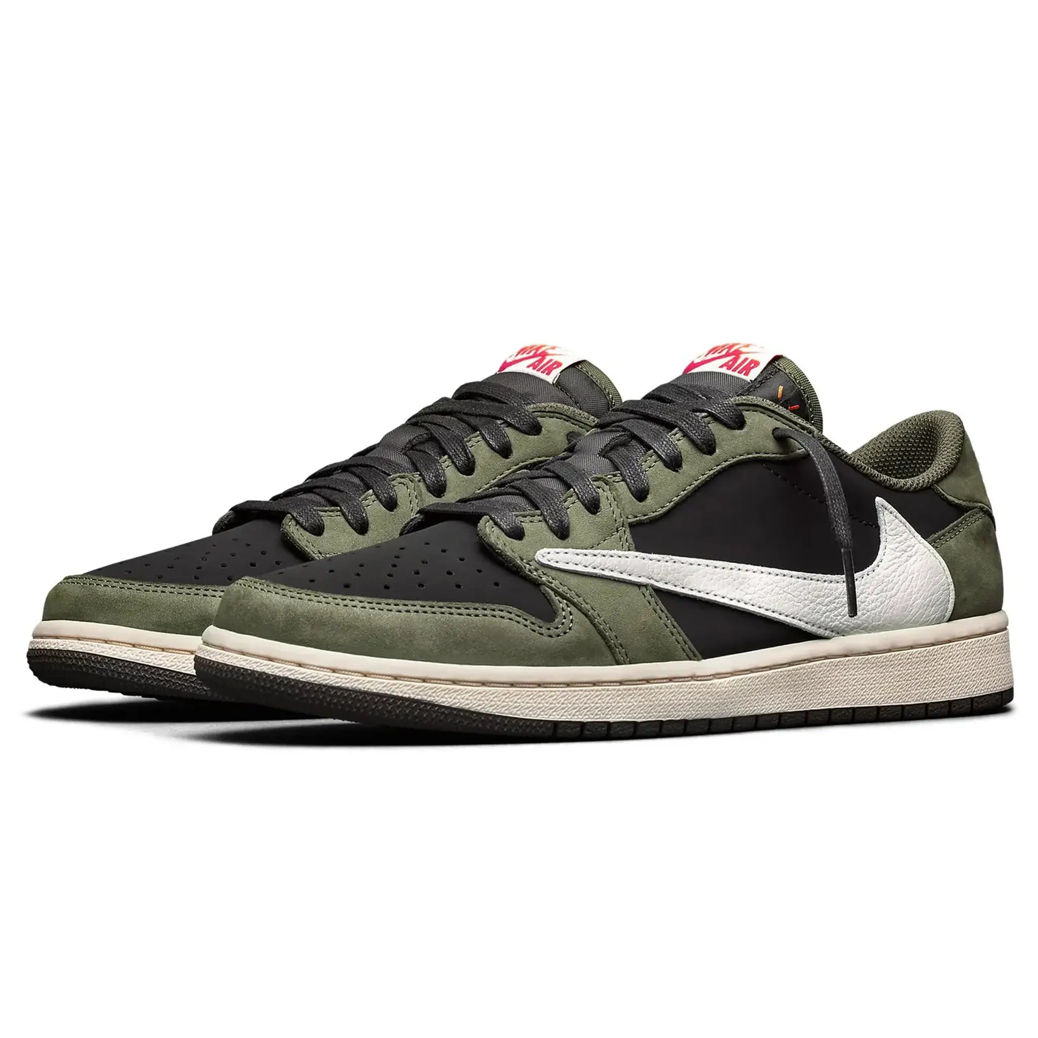 Pair view of Travis Scott x Air Jordan 1 Low OG Black Olive DM7866-002